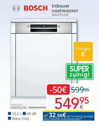 Eldi Bosch inbouw vaatwasser 10,5 L, SMI2ITS33E Webcode: 608282330 aanbieding