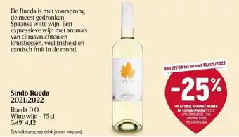 Delhaize Sindo rueda 2021/2022 rueda d.o. witte wijn - 75cl aanbieding