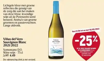 Delhaize Viñas del vero sauvignon blanc 2021/2022 aanbieding