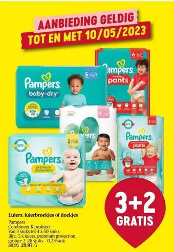 Delhaize Luiers, luierbroekjes of doekjes pampers aanbieding