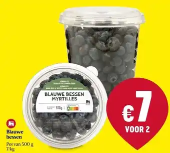 Delhaize Blauwe bessen pot van 500 g 7/kg aanbieding