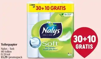 Delhaize Toiletpapier nalys - soft 40 rollen aanbieding
