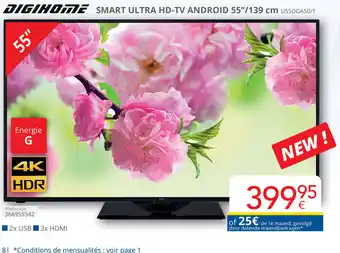 Digihome Smart Ultra HD-TV Android 55"/139 cm U55DGA50/1