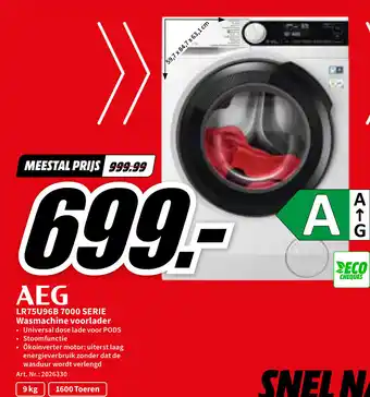 MediaMarkt AEG LR75U96B 7000 Serie Wasmachine Voorlader Art. Nr. 2026330 aanbieding