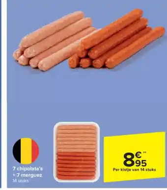 Carrefour 7 Chipolata's + + 7 Merguez aanbieding