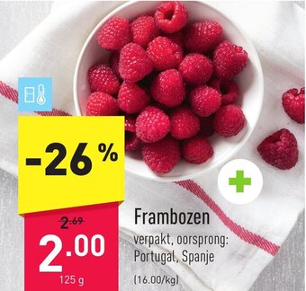 ALDI Frambozen 125g aanbieding
