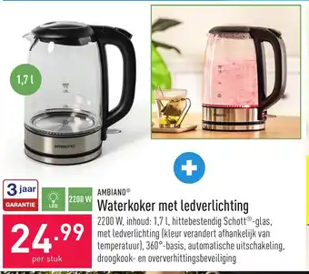ALDI Ambiano Waterkoker met ledverlichting 2200W aanbieding