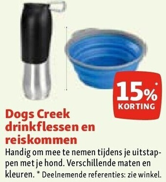 Maxi Zoo Dogs creek drinkflessen en reiskommen aanbieding