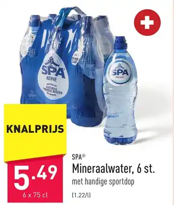 ALDI Spa Mineraalwater, 6 st. 6 x 75cl aanbieding