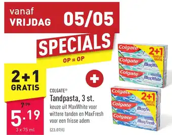 ALDI Colgate Tandpasta, 3 st. 3 x 75ml aanbieding