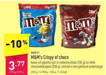 ALDI M&M's crispy of choco 255g/300g aanbieding