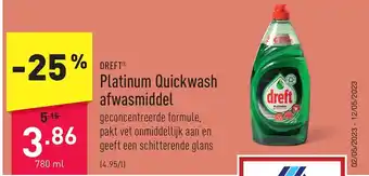 ALDI Dreft platinum quickwash afwasmiddel 780ml aanbieding