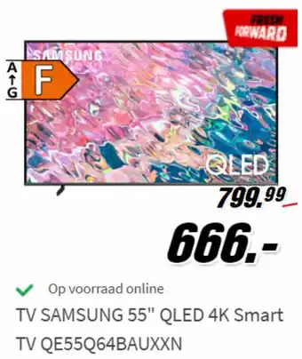 MediaMarkt Samsung TV 55" QLED 4K Smart TV QE55Q64BAUXXN aanbieding