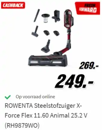 MediaMarkt Rowenta Steelstofzuiger X- Force Flex 11.60 Animal 25.2 V (RH9879WO) aanbieding