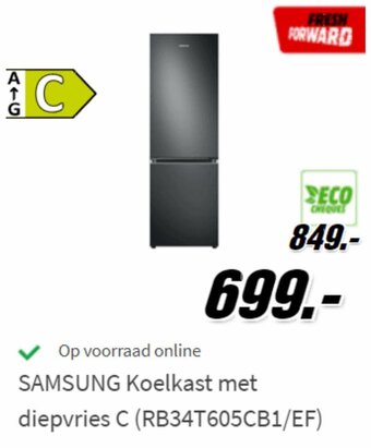 MediaMarkt Samsung koelkast met diepvries C (RB34T605CB1/EF) aanbieding