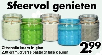 Wibra Citronella kaars in glas aanbieding