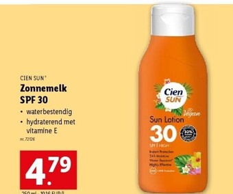 Lidl Zonnemelk spf 30 aanbieding