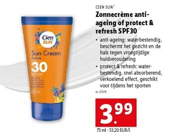 Lidl Zonnecrème antiageing of protect & refresh spf30 aanbieding