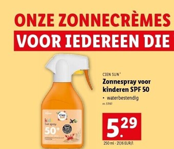 Lidl Zonnespray voor kinderen spf 50 aanbieding