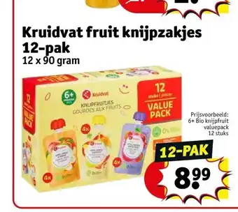 Kruidvat Kruidvat fruit knĳpzakjes 12-pak aanbieding