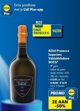 Lidl Allini prosecco superiore valdobbiadene docg aanbieding