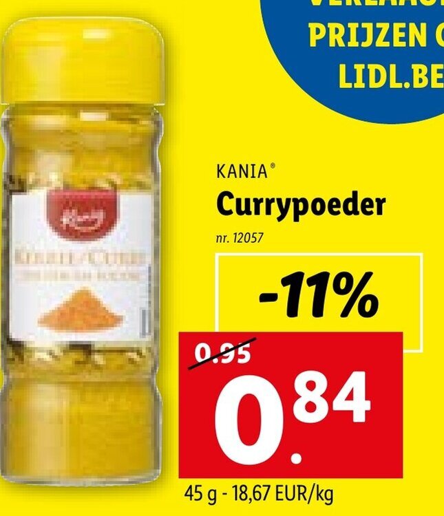 KANIAⓇ Currypoeder nr 12057 promotie bij Lidl