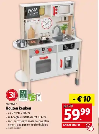 Lidl PLAYTIVEⓇ Houten Keuken ca. 77 x 97 x 30cm nr. 393072 - 100355137 aanbieding