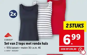 Lidl ESMARAⓇ Set van 2 Tops met Ronde Hals nr. 408167 - 100362834 aanbieding