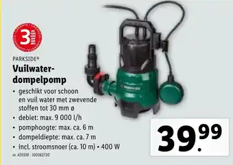 Lidl PARKSIDEⓇ Vuilwater- Dompelpomp nr. 420318 - 100362730 aanbieding