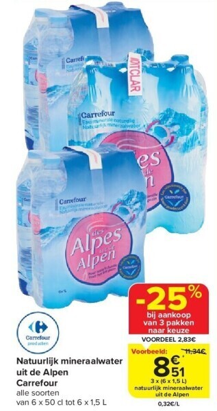 Carrefour Natuurlijk mineraalwater uit de alpen carrefour aanbieding