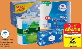 Carrefour Zakdoeken en keukenpapier aanbieding