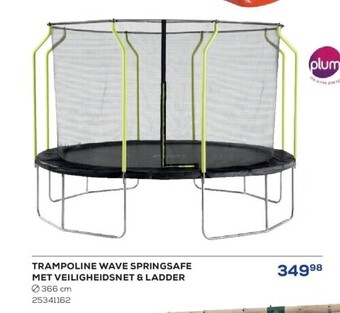 Trampoline wave springsafe met veiligheidsnet & ladder