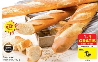 Carrefour Stokbrood wit of bruin, 400 g aanbieding