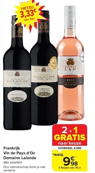 Carrefour Frankrijk vin de pays d’oc domaine lalande aanbieding