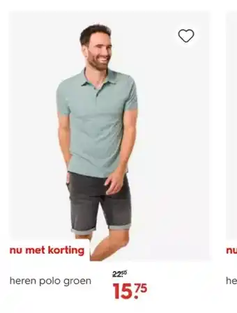 HEMA Heren polo groen aanbieding