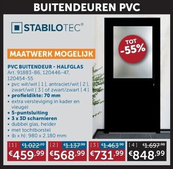 Zelfbouwmarkt Pvc buitendeur - halfglas aanbieding
