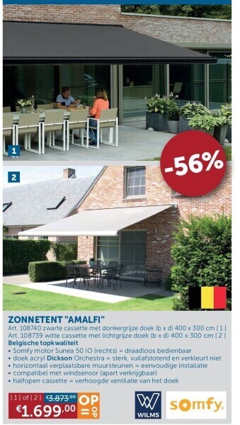 Zelfbouwmarkt Zonnetent amalfi aanbieding