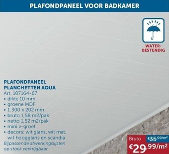 Zelfbouwmarkt Plafondpaneel planchetten aqua aanbieding