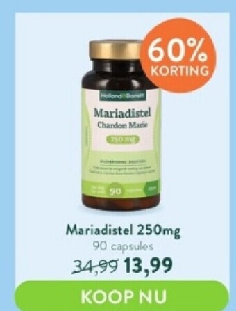 Holland & Barrett Mariadistel 250 mg 90 capsules aanbieding