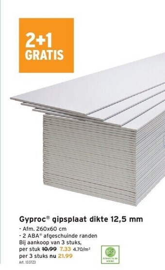 GAMMA Gyproc® gipsplaat dikte 12,5 mm aanbieding