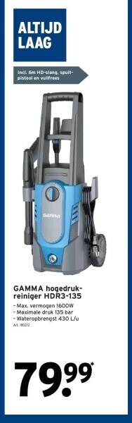 GAMMA Gamma hogedrukreiniger hdr3-135 aanbieding