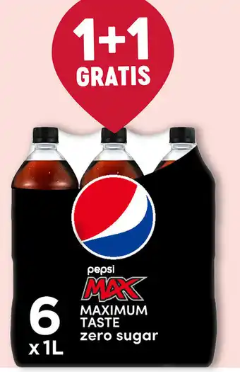 Delhaize Pepsi MAXIMUM TASTE zero sugar 6 x 1L aanbieding
