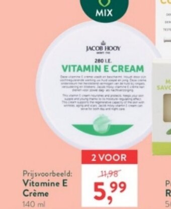 Holland & Barrett JACOB HOOY Vitamine E Crème 140 ml aanbieding