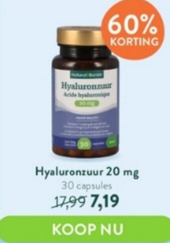 Holland & Barrett Hyaluronzuur 20 mg 30 capsules aanbieding