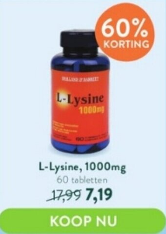 Holland & Barrett L-Lysine, 1000mg 60 tabletten aanbieding