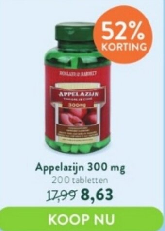 Holland & Barrett Appelazijn 300 mg 200 tabletten aanbieding