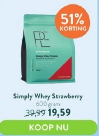 Holland & Barrett Simply Whey Strawberry 600 gram aanbieding