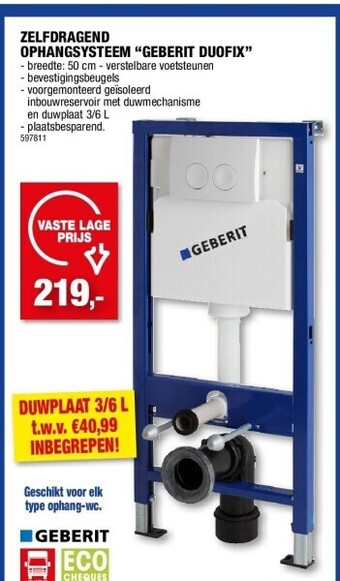 Hubo Zelfdragend ophangsysteem “geberit duofix” aanbieding