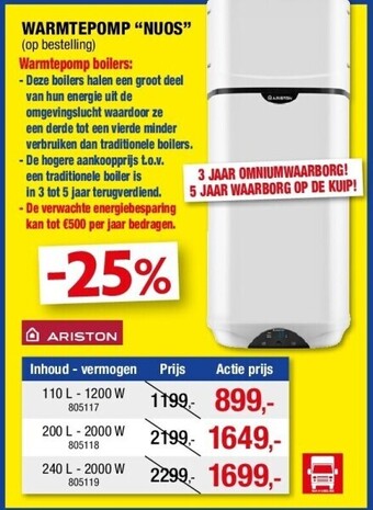 Hubo Warmtepomp “nuos” 110 l - 1200 w aanbieding