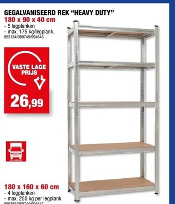 Hubo Gegalvaniseerd rek “heavy duty” 180 x 90 x 40 cm aanbieding